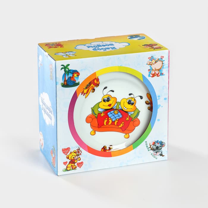 Набор посуды детский Добрушский завод «Пчёлы», 3 предмета: кружка 200 мл, салатник 350 мл, тарелка d=16.5 см, белый, рисунок МИКС