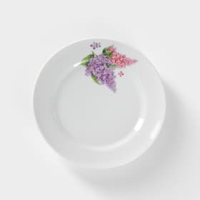 Тарелка Добрушский завод «Сирень», d=17 см, фарфор, белая