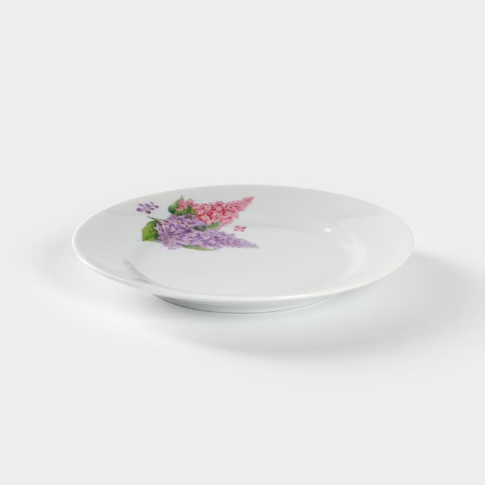 Тарелка Добрушский завод «Сирень», d=17 см, фарфор, белая