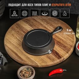 Сковорода Magma «Вилфред», 13.5×3.5 см, с 2 сливами, индукция, чугун, чёрная