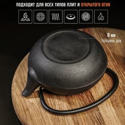 Чайник Magma «Восточная ночь», 600 мл, с ситом, эмалированный внутри, чугун, чёрный