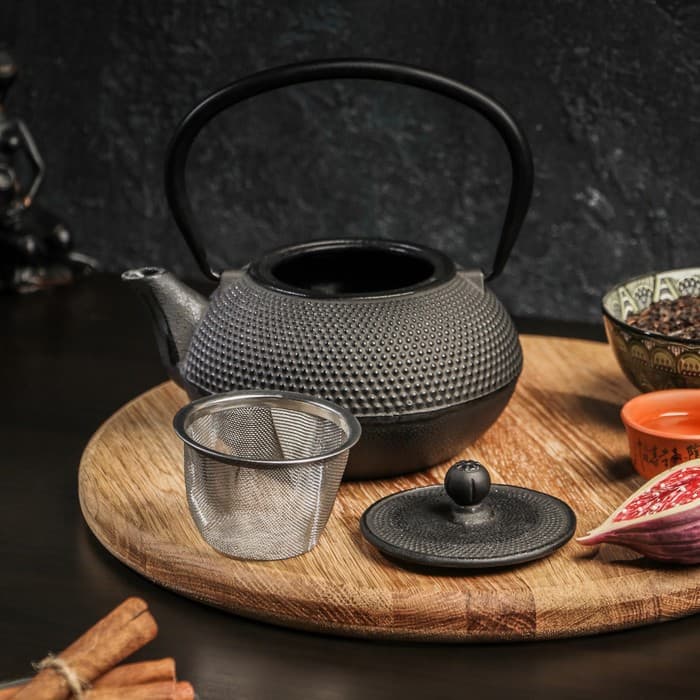 Чайник Magma «Восточная ночь», 600 мл, с ситом, эмалированный внутри, чугун, чёрный