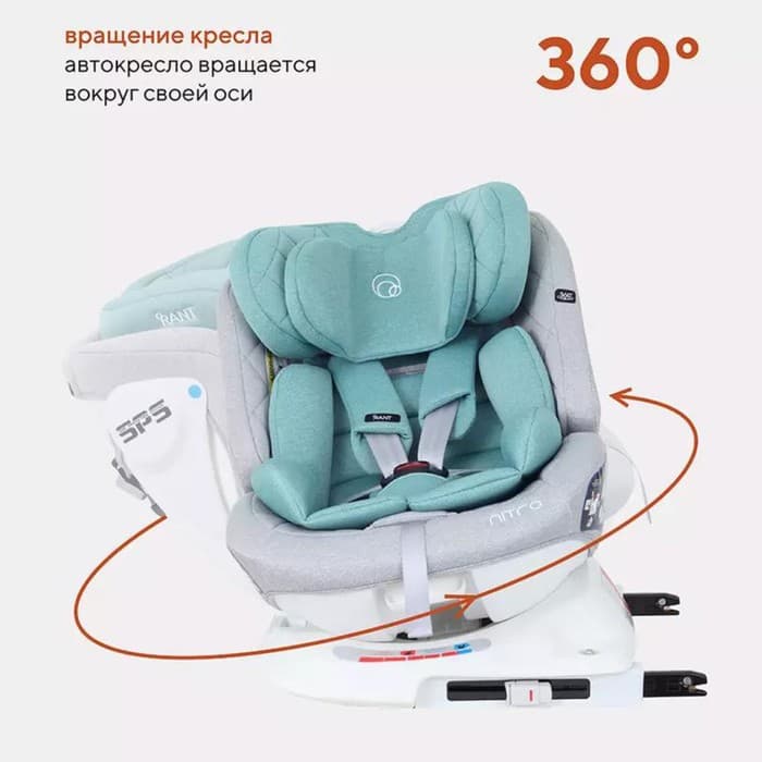 Автокресло детское Rant Nitro, группа 0+/1/2/3 (0-36 кг), цвет grey/mint