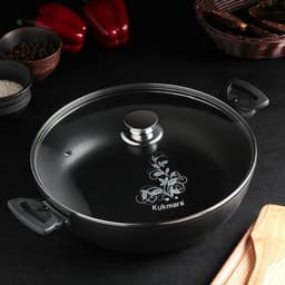 Сотейник KUKMARA «Традиция», 4 л, d=30 см, стеклянная крышка, съёмные ручки, антипригарное покрытие, чёрный¶