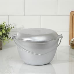 Казан походный KUKMARA, 4 л, крышка-сковорода, литой алюминий, серебристый