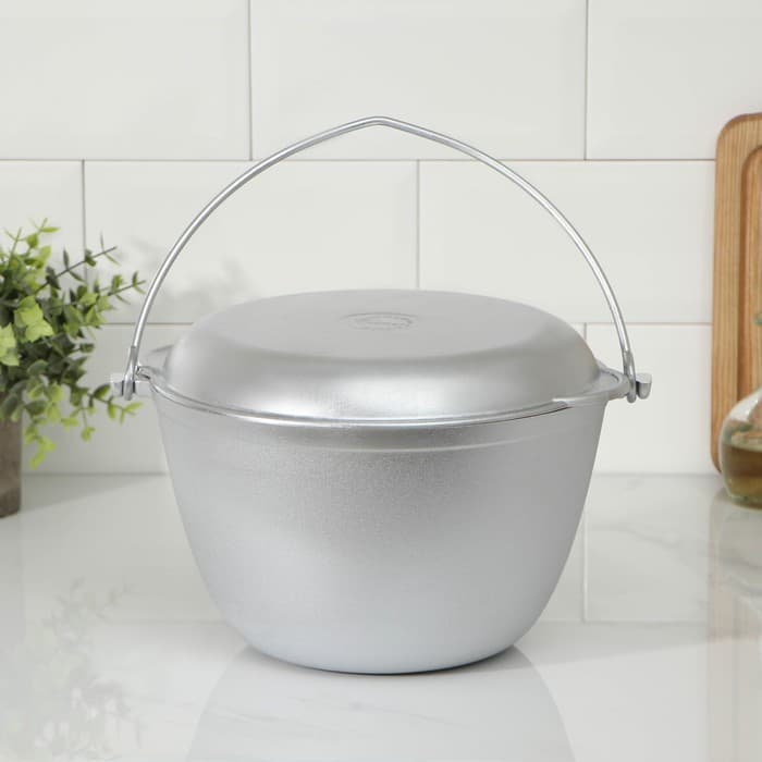 Казан походный KUKMARA, 4 л, крышка-сковорода, литой алюминий, серебристый