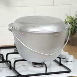 Казан походный KUKMARA, 4 л, крышка-сковорода, литой алюминий, серебристый