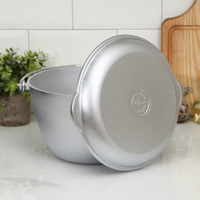 Казан походный KUKMARA, 5 л, крышка-сковорода, литой алюминий, серебристый