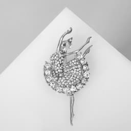 Брошь «Балерина», белая в серебре