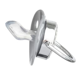 Соска - пустышка силиконовая ортодонтическая M&B «I LOVE DAD», от 6 мес., с колпачком, серый/серебро, стразы