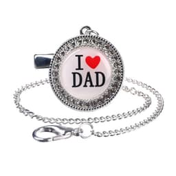 Соска - пустышка силиконовая ортодонтическая M&B «I LOVE DAD», от 6 мес., с колпачком, держатель - цепочка, серый/серебро, стразы