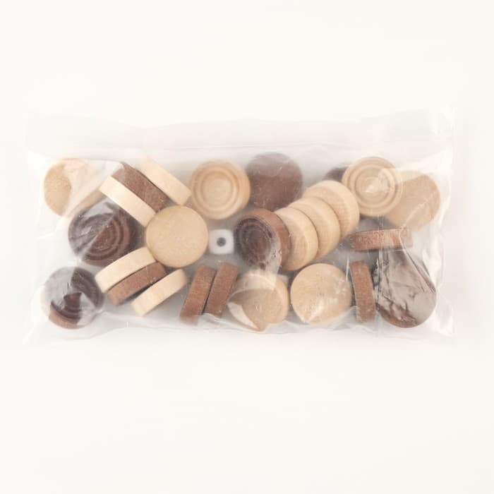 Фишки для нард и шашек, 30 шт., 2 кубика, d=2.9 см, дерево