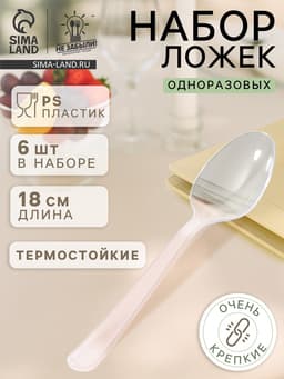 Ложки одноразовые Не ЗАБЫЛИ! «Премиум», набор 6 шт., 18 см, пластик, прозрачные