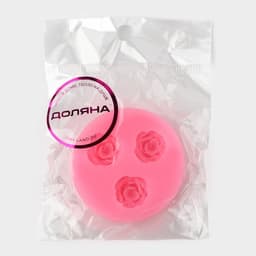 Молд Доляна «Три малых розы», силикон, 4.5 см, розовый