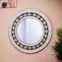 Зеркало, 60 см, дерево, бело-чёрное с орнаментом