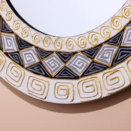 Зеркало, 60 см, дерево, бело-чёрное с орнаментом