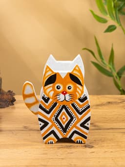 Подставка под ручки «Котик», 12×8×15 см, дерево албезия