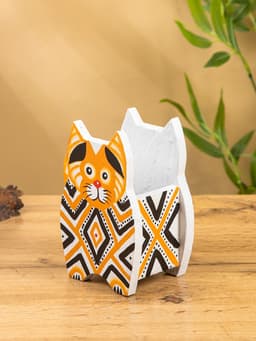 Подставка под ручки «Котик», 12×8×15 см, дерево албезия