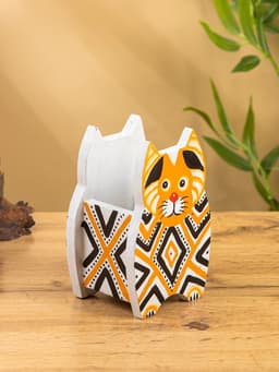 Подставка под ручки «Котик», 12×8×15 см, дерево албезия