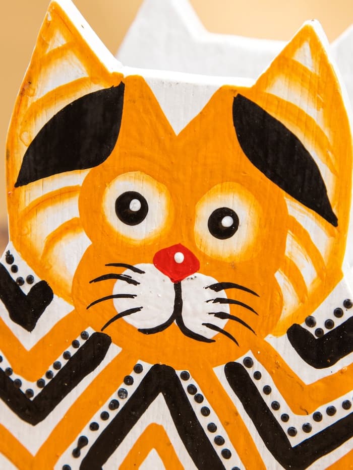 Подставка под ручки «Котик», 12×8×15 см, дерево албезия