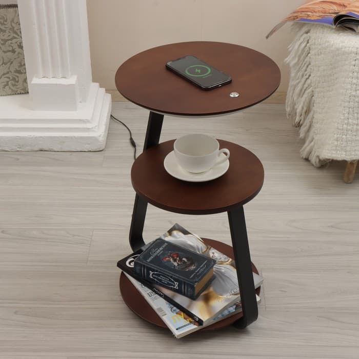 Торшер с беспроводной зарядкой «Тумми», LED, 22 Вт, USB, чёрный, 36×36×60 см