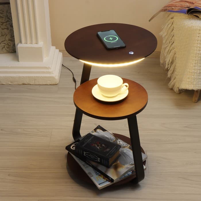 Торшер с беспроводной зарядкой «Тумми», LED, 22 Вт, USB, чёрный, 36×36×60 см