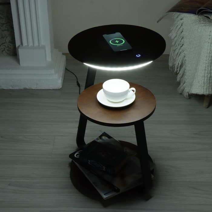 Торшер с беспроводной зарядкой «Тумми», LED, 22 Вт, USB, чёрный, 36×36×60 см