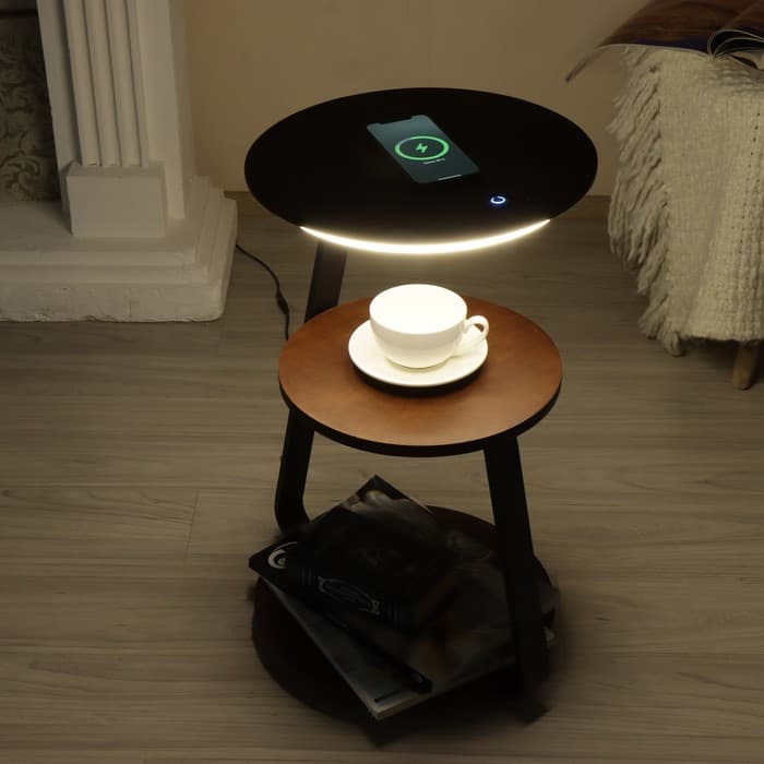 Торшер с беспроводной зарядкой «Тумми», LED, 22 Вт, USB, чёрный, 36×36×60 см