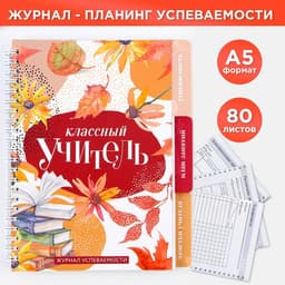 Журнал успеваемости на год, А5, 80 л., мягкая обложка «Классный учитель»