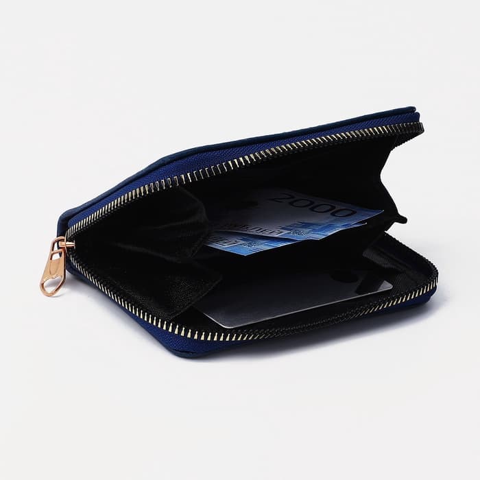 Кошелёк Girl на молнии, с рисунком, синий