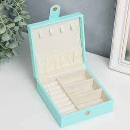 Шкатулка для украшений «Идиллия. Квадратная», искусственная кожа, бирюза, 5×12×12 см