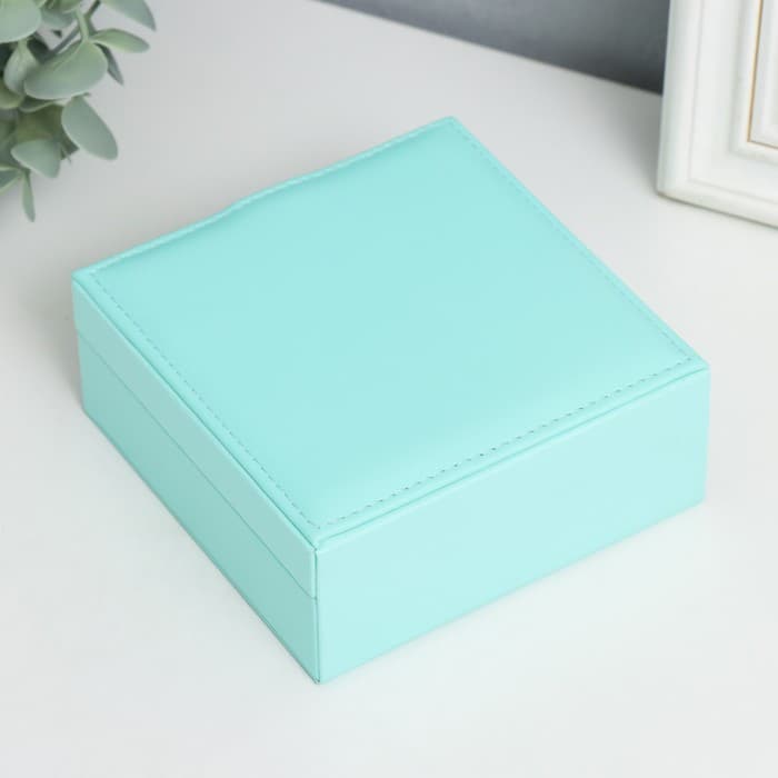 Шкатулка для украшений «Идиллия. Квадратная», искусственная кожа, бирюза, 5×12×12 см
