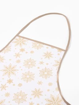 Кухонный набор «Доляна. Снежинки»: прихватка 17×17 см, варежка 26×16 см, фартук 70×80 см, золотистый