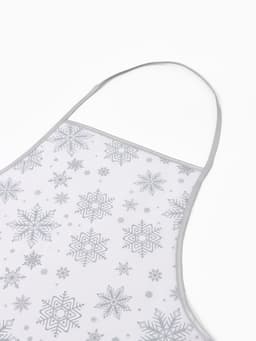 Кухонный набор «Доляна. Снежинки»: прихватка 17×17 см, варежка 26×16 см, фартук 70×80 см, серебристый