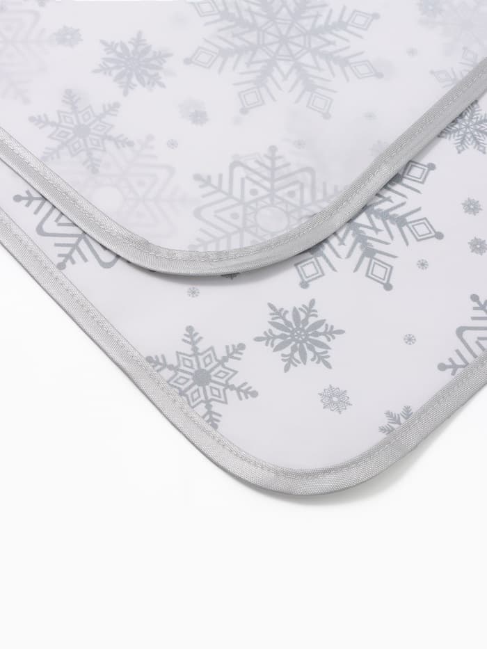 Кухонный набор «Доляна. Снежинки»: прихватка 17×17 см, варежка 26×16 см, фартук 70×80 см, серебристый