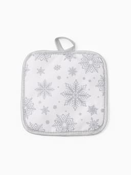 Кухонный набор «Доляна. Снежинки»: прихватка 17×17 см, варежка 26×16 см, фартук 70×80 см, серебристый