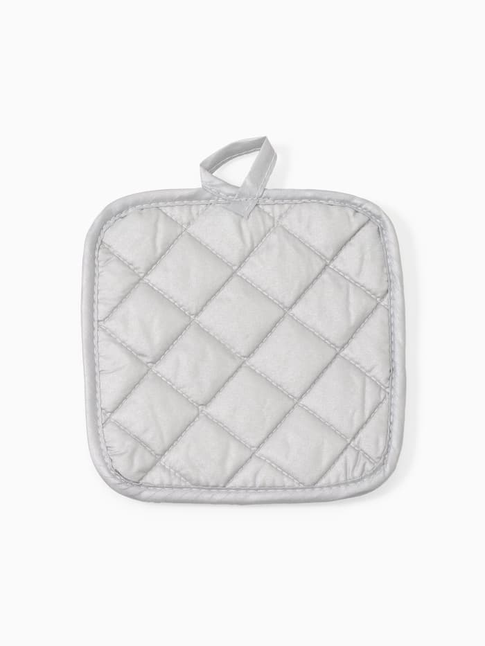 Кухонный набор «Доляна. Снежинки»: прихватка 17×17 см, варежка 26×16 см, фартук 70×80 см, серебристый