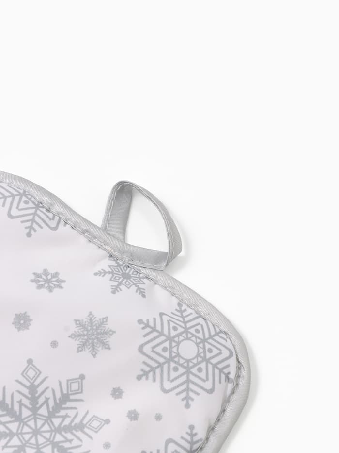 Кухонный набор «Доляна. Снежинки»: прихватка 17×17 см, варежка 26×16 см, фартук 70×80 см, серебристый