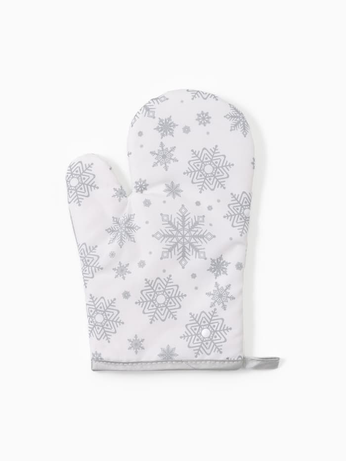 Кухонный набор «Доляна. Снежинки»: прихватка 17×17 см, варежка 26×16 см, фартук 70×80 см, серебристый