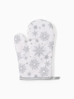Кухонный набор «Доляна. Снежинки»: прихватка 17×17 см, варежка 26×16 см, фартук 70×80 см, серебристый