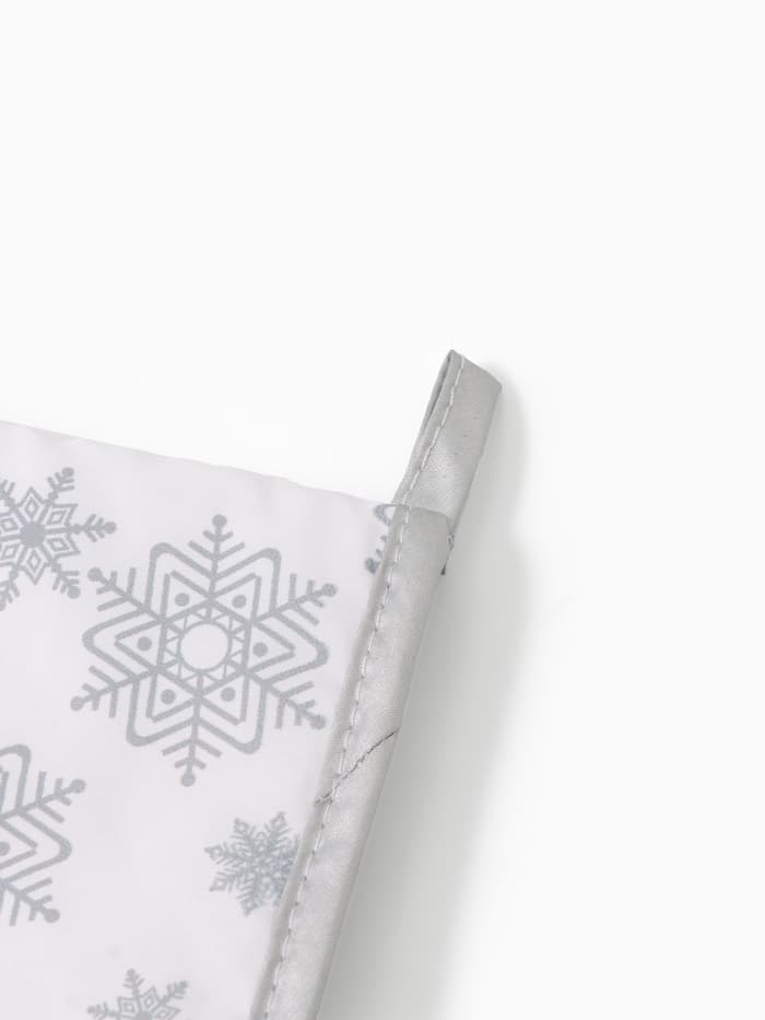 Кухонный набор «Доляна. Снежинки»: прихватка 17×17 см, варежка 26×16 см, фартук 70×80 см, серебристый