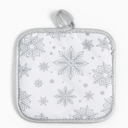 Кухонный набор «Доляна. Снежинки»: прихватка 17×17 см, варежка 26×16 см, фартук 70×80 см, серебристый