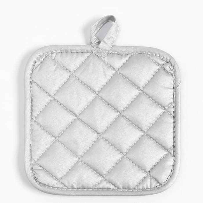 Кухонный набор «Доляна. Снежинки»: прихватка 17×17 см, варежка 26×16 см, фартук 70×80 см, серебристый