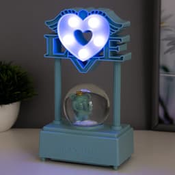 Фигурка светящаяся RISALUX «Снежный шар», музыкальный, 5×LED, от батареек 3×ААА, голубой, 6.5×11×21 см