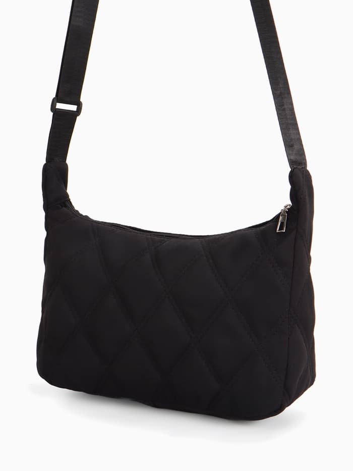 Сумка женская багет на молнии, 30×10×19 см, чёрная