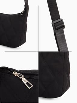 Сумка женская багет на молнии, 30×10×19 см, чёрная