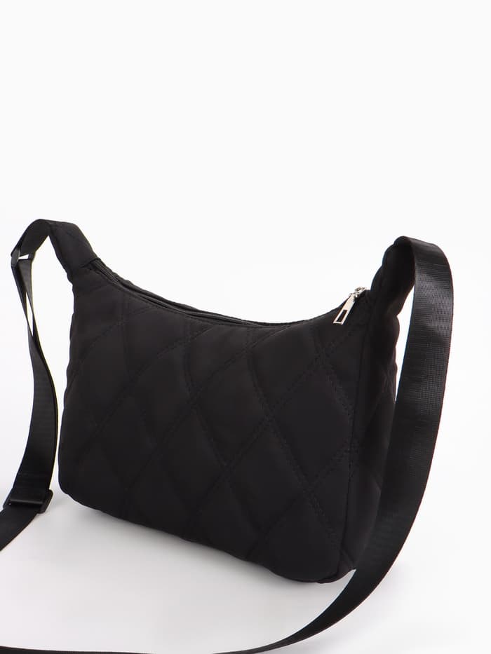 Сумка женская багет на молнии, 30×10×19 см, чёрная