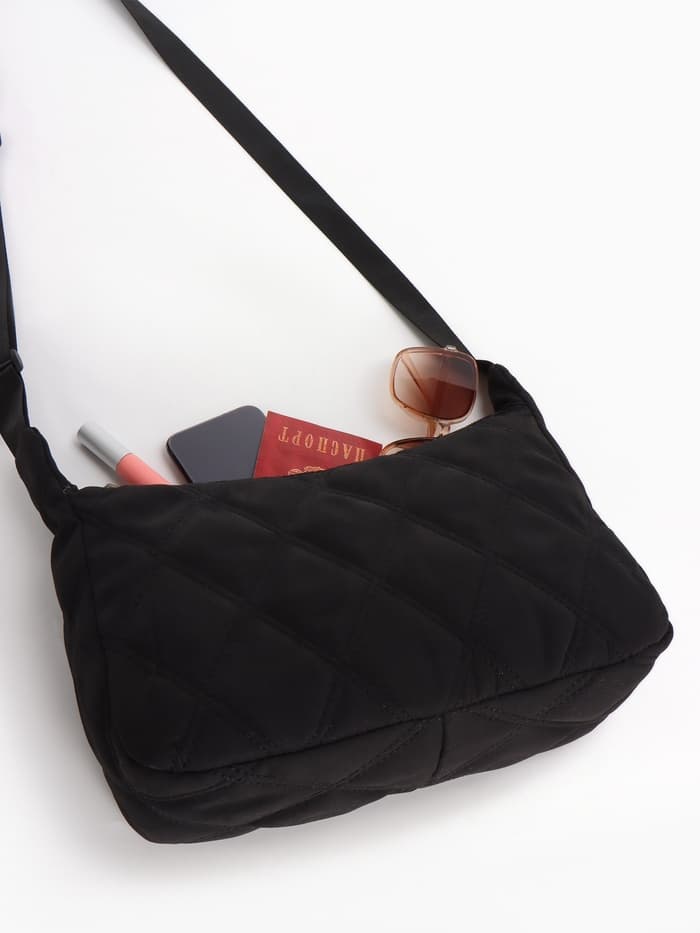 Сумка женская багет на молнии, 30×10×19 см, чёрная