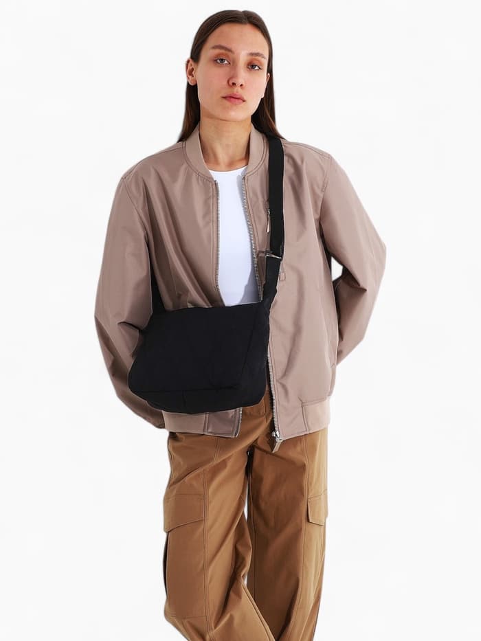 Сумка женская багет на молнии, 30×10×19 см, чёрная