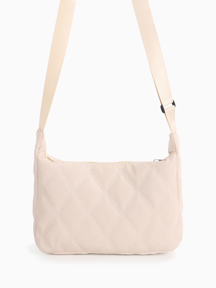 Сумка женская багет на молнии, 30×10×19 см, бежевая